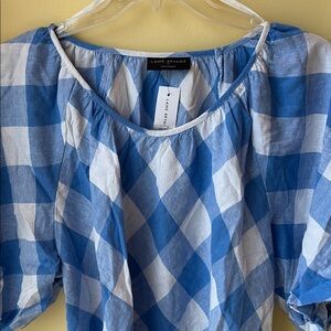 NWT Lane Bryant Blue and White ballon sleeve top size 22